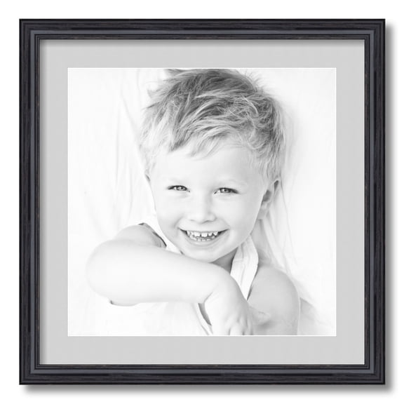 ArtToFrames 20x20 Matted Picture Frame with 16x16 Single Mat Photo Opening Framed in 1.25 Black Stain on Solid Red Oak and 2 Candlewick Mat (FWM-4083-20x20)