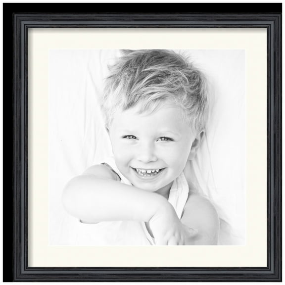 ArtToFrames 20x20" Matted Picture Frame with 16x16" Single Mat Photo Opening Framed in 1.25" Black Stain on Solid Red Oak and 2" Chantilly Mat (FWM-4083-20x20)