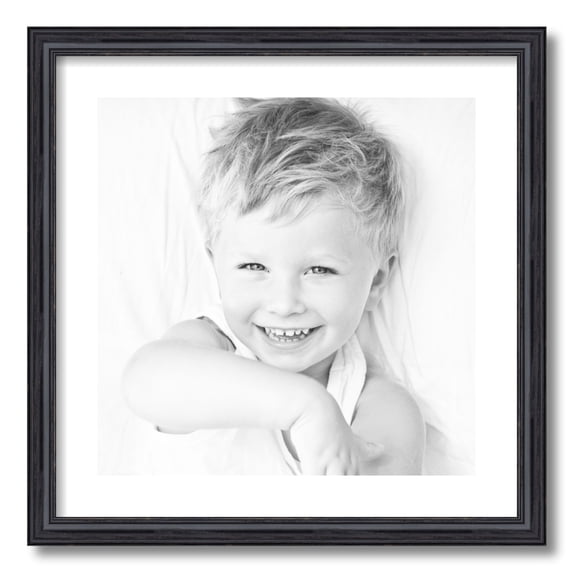 ArtToFrames 20x20 Matted Picture Frame with 16x16 Single Mat Photo Opening Framed in 1.25 Black Stain on Solid Red Oak and 2 Crisp Mat (FWM-4083-20x20)