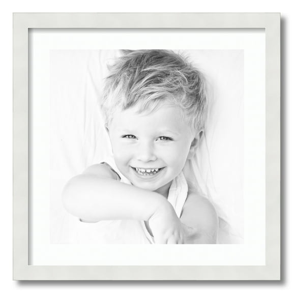 ArtToFrames 20x20" Matted Picture Frame with 16x16" Single Mat Photo Opening Framed in 1.25" Satin White Frame and 2" Super White Mat (FWM-3966-20x20)