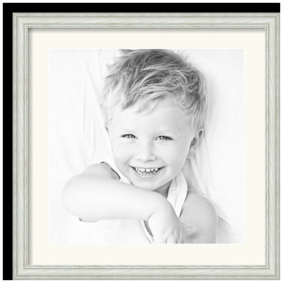 ArtToFrames 20x20" Matted Picture Frame with 16x16" Single Mat Photo Opening Framed in 1.25" Off White Wash on Ash and 2" Chantilly Mat (FWM-4098-20x20)