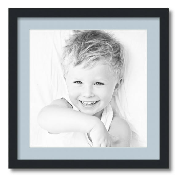 ArtToFrames 20x20 Matted Picture Frame with 16x16 Single Mat Photo Opening Framed in 1.25 Satin Black and 2 Baby Blue Mat (FWM-3926-20x20)