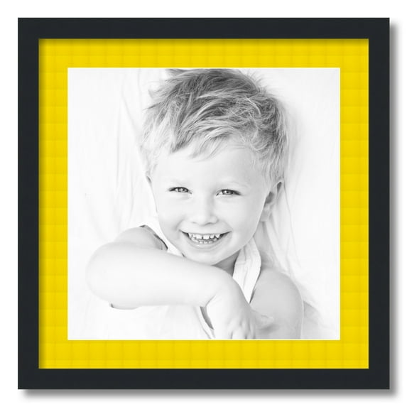 ArtToFrames 20x20" Matted Picture Frame with 16x16" Single Mat Photo Opening Framed in 1.25" Satin Black and 2" Canary Mat (FWM-3926-20x20)