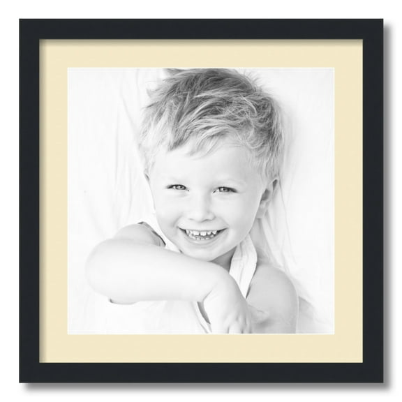 ArtToFrames 20x20 Matted Picture Frame with 16x16 Single Mat Photo Opening Framed in 1.25 Satin Black and 2 Cream Mat (FWM-3926-20x20)