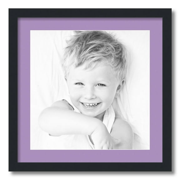 ArtToFrames 20x20 Matted Picture Frame with 16x16 Single Mat Photo Opening Framed in 1.25 Satin Black and 2 Lavender Mist Mat (FWM-3926-20x20)