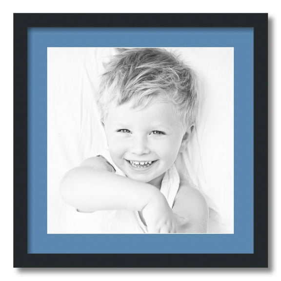 ArtToFrames 20x20 Matted Picture Frame with 16x16 Single Mat Photo Opening Framed in 1.25 Satin Black and 2 Liberty Blue Mat (FWM-3926-20x20)