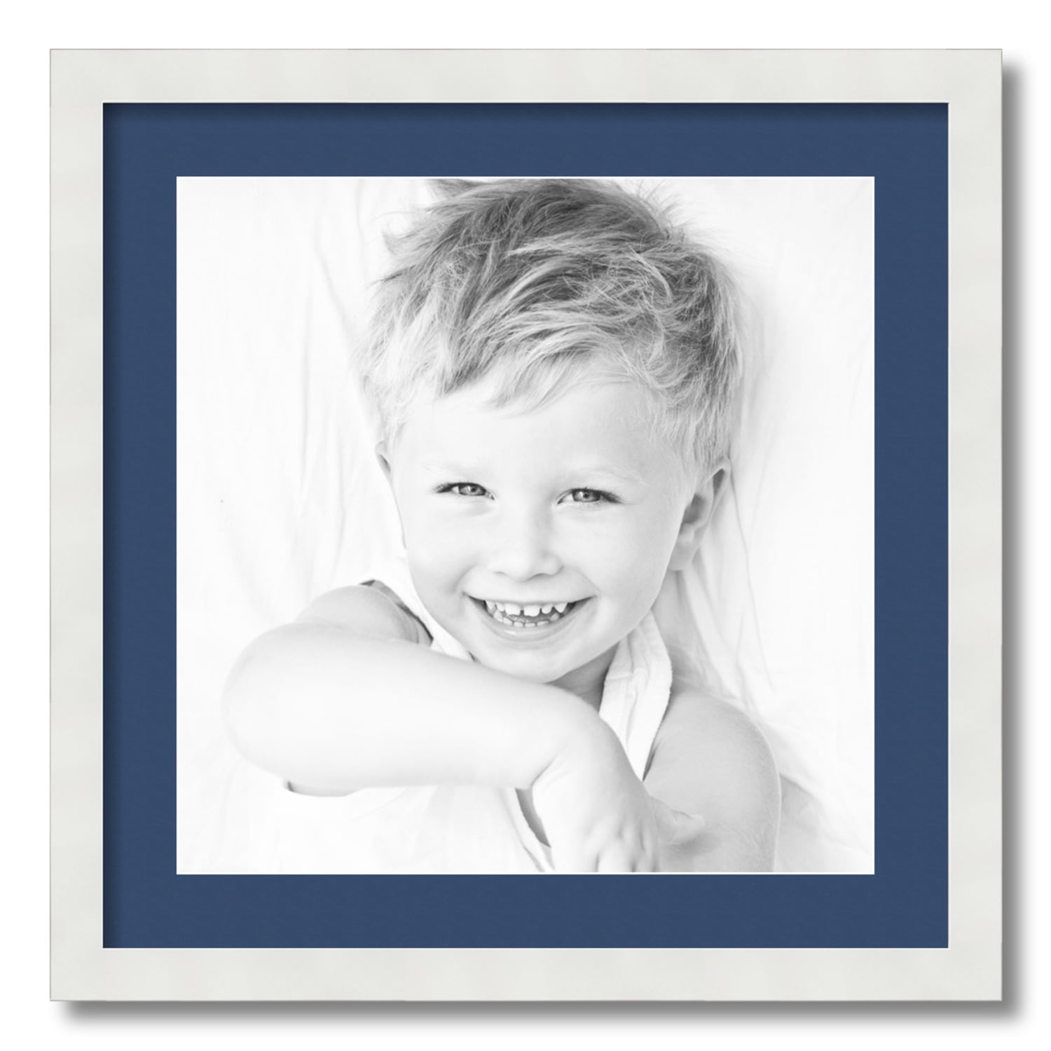24" x 24" Satin White and Delft Blue Picture Frame