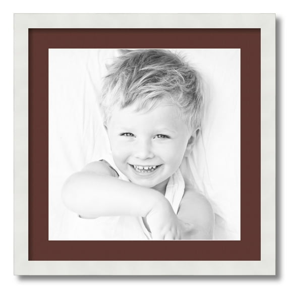 ArtToFrames 20x20 Matted Picture Frame with 16x16 Single Mat Photo Opening Framed in 1.25 Satin White Frame and 2 Maroon Mat (FWM-3966-20x20)