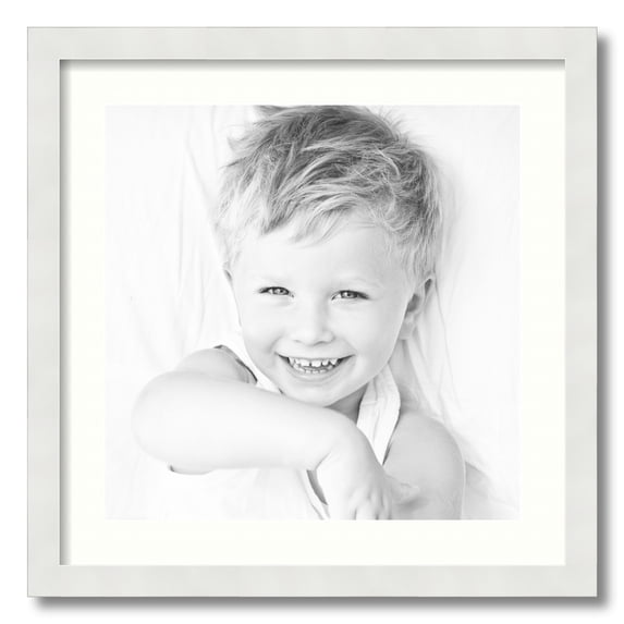ArtToFrames 20x20" Matted Picture Frame with 16x16" Single Mat Photo Opening Framed in 1.25" Satin White Frame and 2" Porcelain Mat (FWM-3966-20x20)