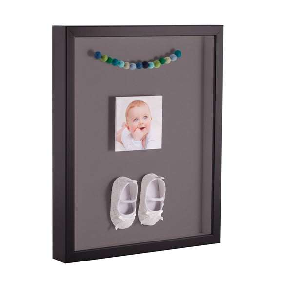ArtToFrames 20x24 Inch Shadow Box Picture Frame, with a Satin Black Tall 1 Wide Shadowbox frame and Pewter Mat Backing (4654)