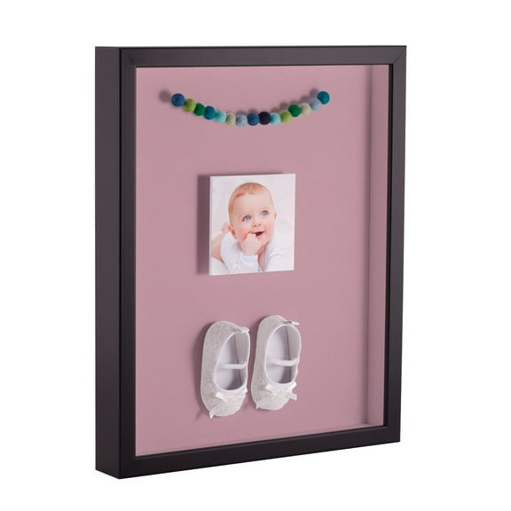 ArtToFrames 20x24 Inch Shadow Box Picture Frame, with a Satin Black Tall 1 Wide Shadowbox frame and Seashell Mat Backing (4654)