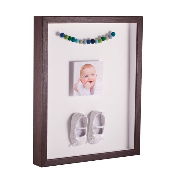 ArtToFrames 20x24 Inch Shadow Box Picture Frame, with a Verlinga Brown 1 Wide Shadowbox frame and Fabric White Mat Backing (4656)
