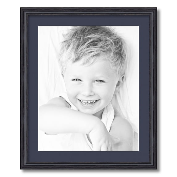 ArtToFrames 20x24 Matted Picture Frame with 16x20 Single Mat Photo Opening Framed in 1.25 Black Stain on Solid Red Oak and 2 Blue Jay Mat (FWM-4083-20x24)