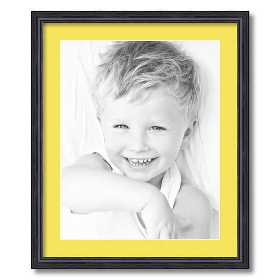 ArtToFrames 20x24" Matted Picture Frame with 16x20" Single Mat Photo Opening Framed in 1.25" Black Stain on Solid Red Oak and 2" Canary Mat (FWM-4083-20x24)