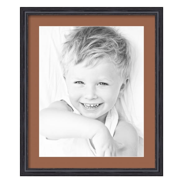 ArtToFrames 20x24" Matted Picture Frame with 16x20" Single Mat Photo Opening Framed in 1.25" Black Stain on Solid Red Oak and 2" Paloma Mat (FWM-4083-20x24)