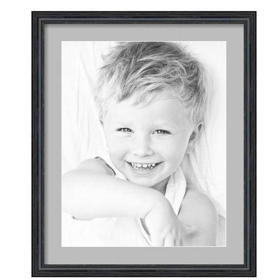 ArtToFrames 20x24" Matted Picture Frame with 16x20" Single Mat Photo Opening Framed in 1.25" Black Stain on Solid Red Oak and 2" TV Grey Mat (FWM-4083-20x24)