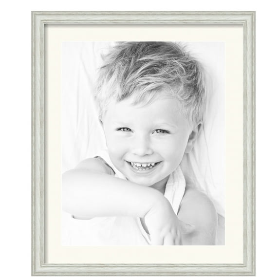 ArtToFrames 20x24" Matted Picture Frame with 16x20" Single Mat Photo Opening Framed in 1.25" Off White Wash on Ash and 2" Chantilly Mat (FWM-4098-20x24)