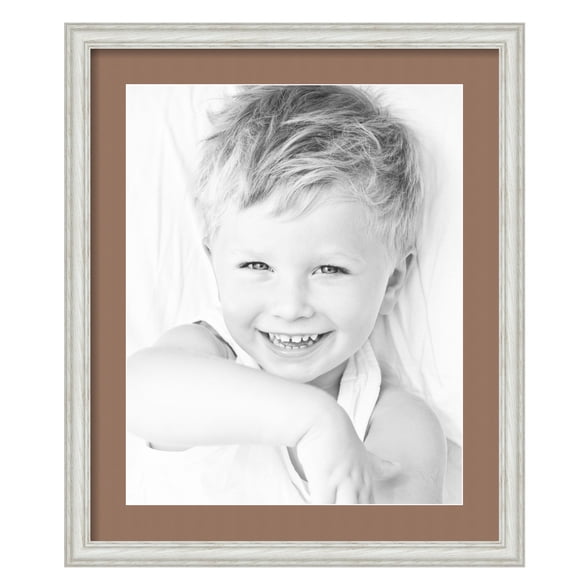 ArtToFrames 20x24" Matted Picture Frame with 16x20" Single Mat Photo Opening Framed in 1.25" Off White Wash on Ash and 2" Sandpiper Mat (FWM-4098-20x24)