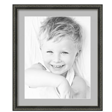 ArtToFrames 20x24" Matted Picture Frame with 16x20" Single Mat Photo Opening Framed in 1.25" Antique Black and 2" TV Grey Mat (FWM-5106-20x24)