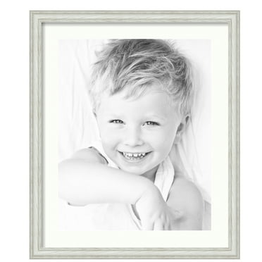 ArtToFrames 20x24" Matted Picture Frame with 16x20" Single Mat Photo Opening Framed in 1.25" Off White Wash on Ash and 2" Porcelain Mat (FWM-4098-20x24)