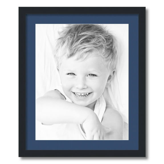 ArtToFrames 20x24 Matted Picture Frame with 16x20 Single Mat Photo Opening Framed in 1.25 Satin Black and 2 Delft Blue Mat (FWM-3926-20x24)