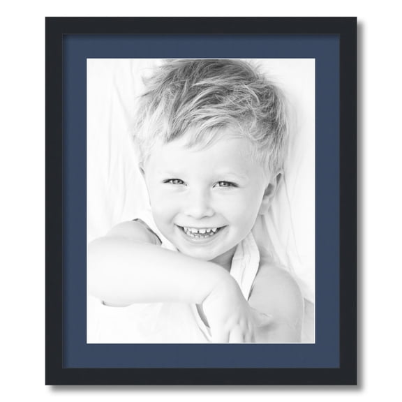 ArtToFrames 20x24 Matted Picture Frame with 16x20 Single Mat Photo Opening Framed in 1.25 Satin Black and 2 Midnight Blue Mat (FWM-3926-20x24)
