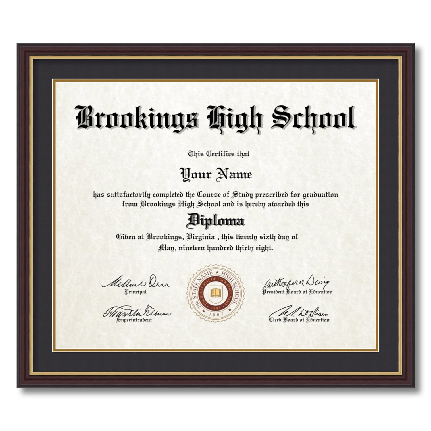 ArtToFrames 20x24 inch Diploma Frame - Framed in Mahogany and Gold ...