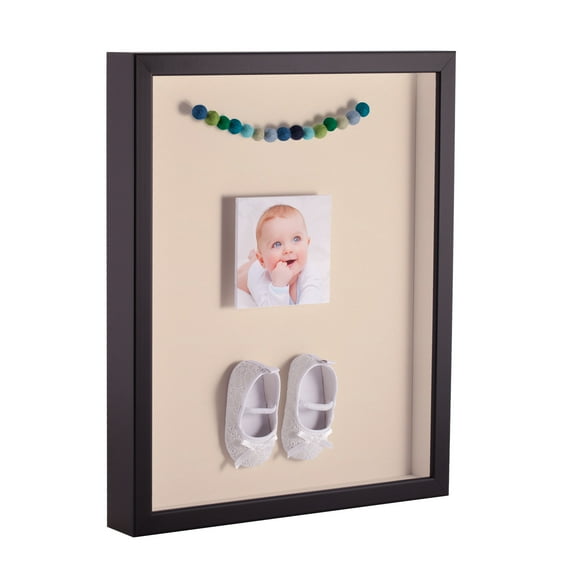 ArtToFrames 20x28 Inch Shadow Box Picture Frame, with a Satin Black Tall 1 Wide Shadowbox frame and Alabaster Mat Backing (4654)
