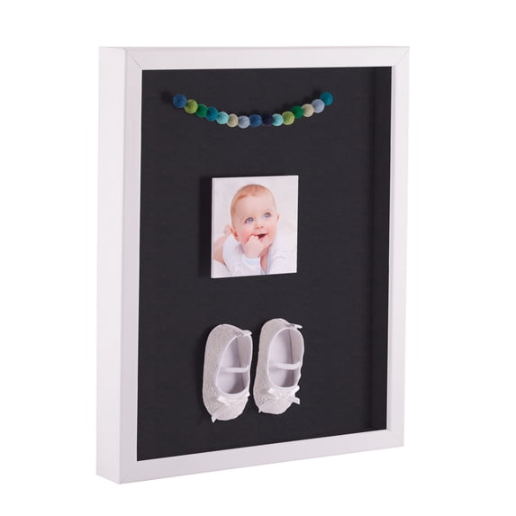 ArtToFrames 20x28 Inch Shadow Box Picture Frame, with a Satin White 1 Wide Shadowbox frame and Black Mat Backing (4655)