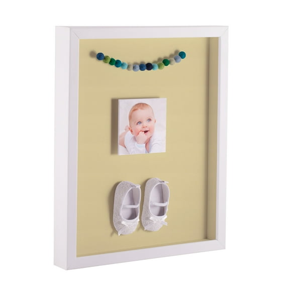 ArtToFrames 20x28 Inch Shadow Box Picture Frame, with a Satin White 1 Wide Shadowbox frame and Buttercup Mat Backing (4655)