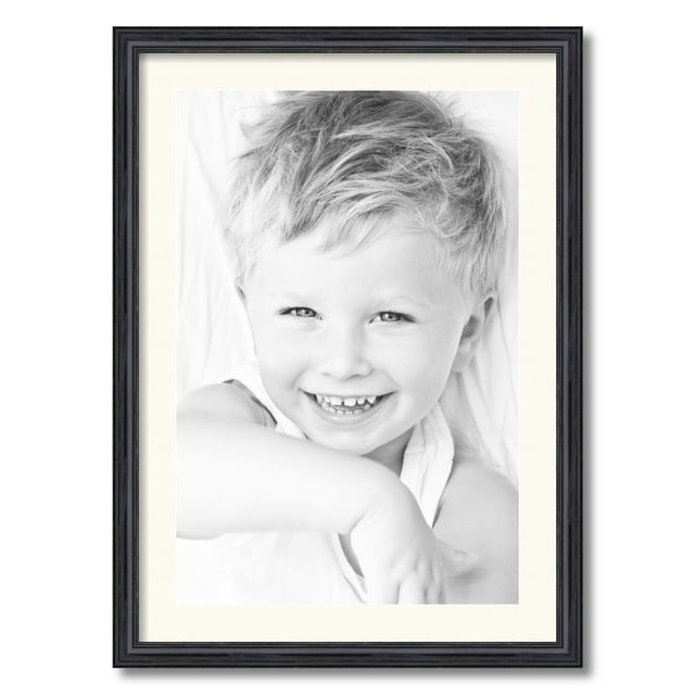 ArtToFrames 20x28" Matted Picture Frame with 16x24" Single Mat Photo Opening Framed in 1.25" Black Stain on Solid Red Oak and 2" Chantilly Mat (FWM-4083-20x28)