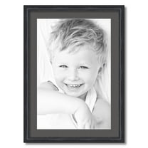 ArtToFrames 20x28" Matted Picture Frame with 16x24" Single Mat Photo Opening Framed in 1.25" Black Stain on Solid Red Oak and 2" Charcoal Mat (FWM-4083-20x28)