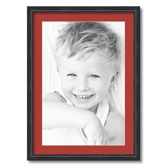 ArtToFrames 20x28 Matted Picture Frame with 16x24 Single Mat Photo Opening Framed in 1.25 Black Stain on Solid Red Oak and 2 Deep Red Mat (FWM-4083-20x28)