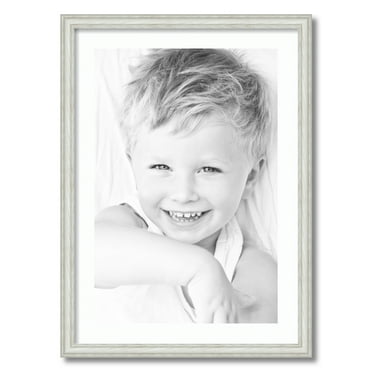 ArtToFrames 20x28 Matted Picture Frame with 16x24 Single Mat Photo Opening Framed in 1.25 Off White Wash on Ash and 2 Super White Mat (FWM-4098-20x28)