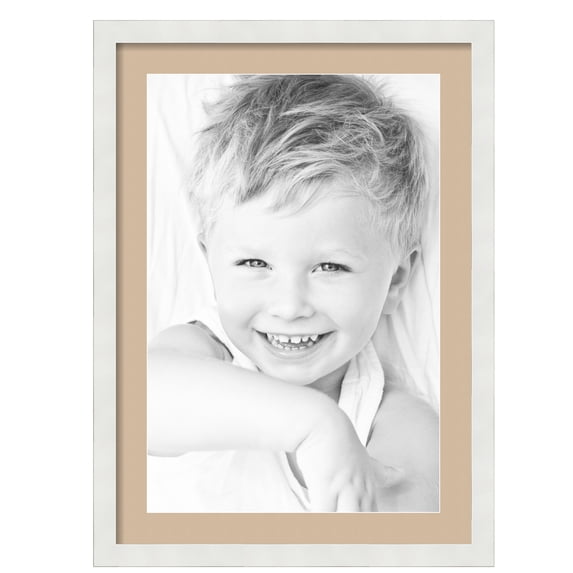 ArtToFrames 20x28" Matted Picture Frame with 16x24" Single Mat Photo Opening Framed in 1.25" Satin White Frame and 2" Scotch Mist Mat (FWM-3966-20x28)