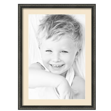 ArtToFrames 20x28" Matted Picture Frame with 16x24" Single Mat Photo Opening Framed in 1.25" Antique Black and 2" Alabaster Mat (FWM-5106-20x28)