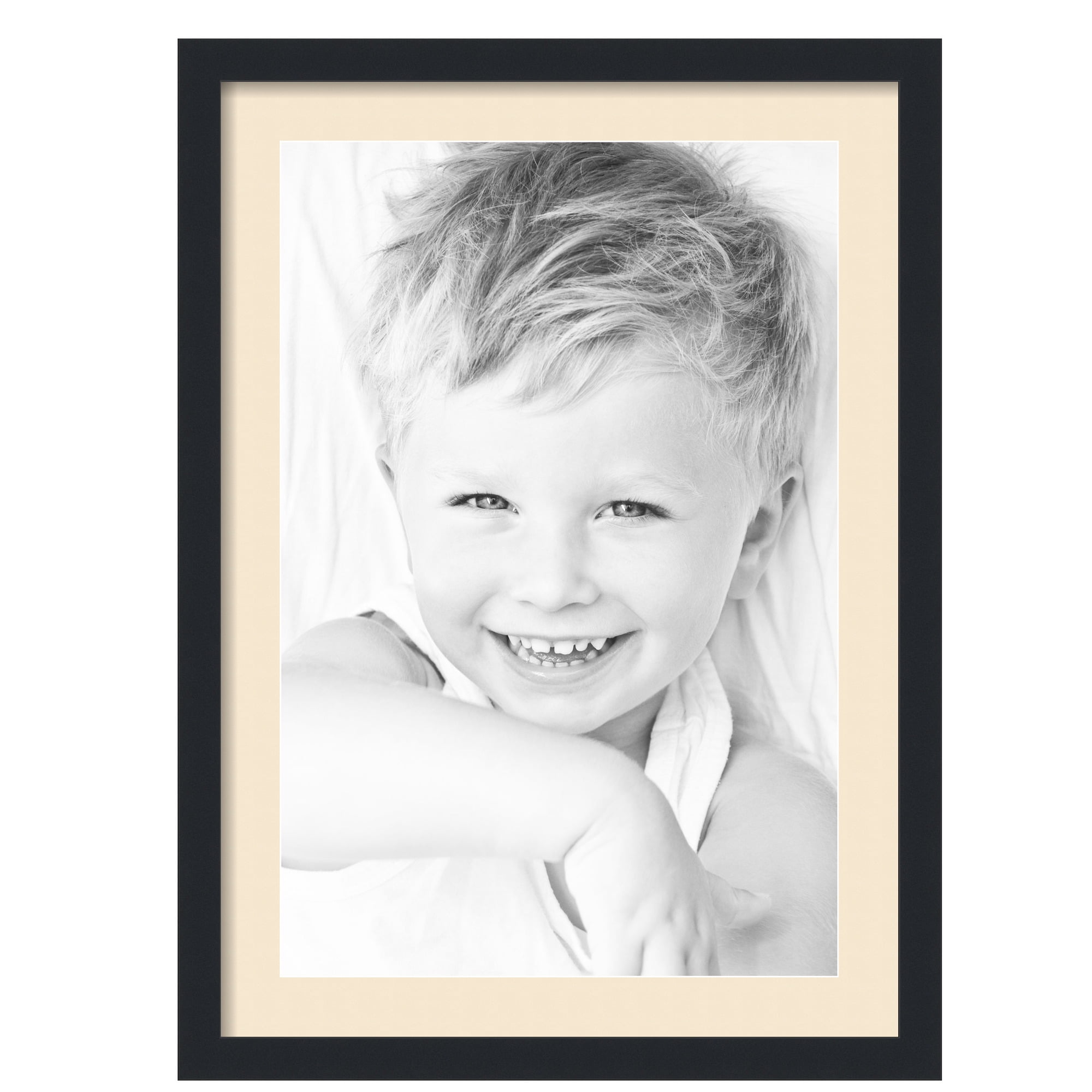 ArtToFrames 20x28" Matted Picture Frame with 16x24" Single Mat Photo Opening Framed in 1.25" Satin Black and 2" Alabaster Mat (FWM-3926-20x28)