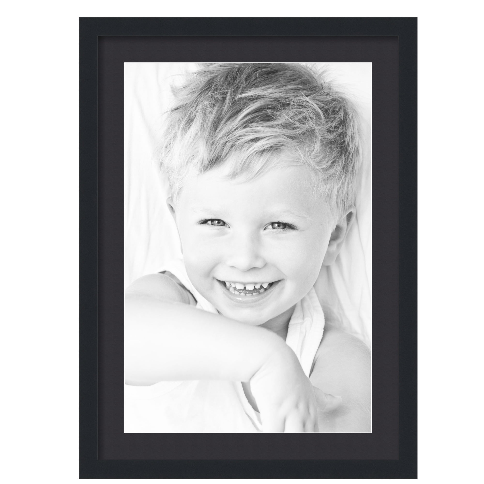 ArtToFrames 20x28" Matted Picture Frame with 16x24" Single Mat Photo Opening Framed in 1.25" Satin Black and 2" Black Mat (FWM-3926-20x28)