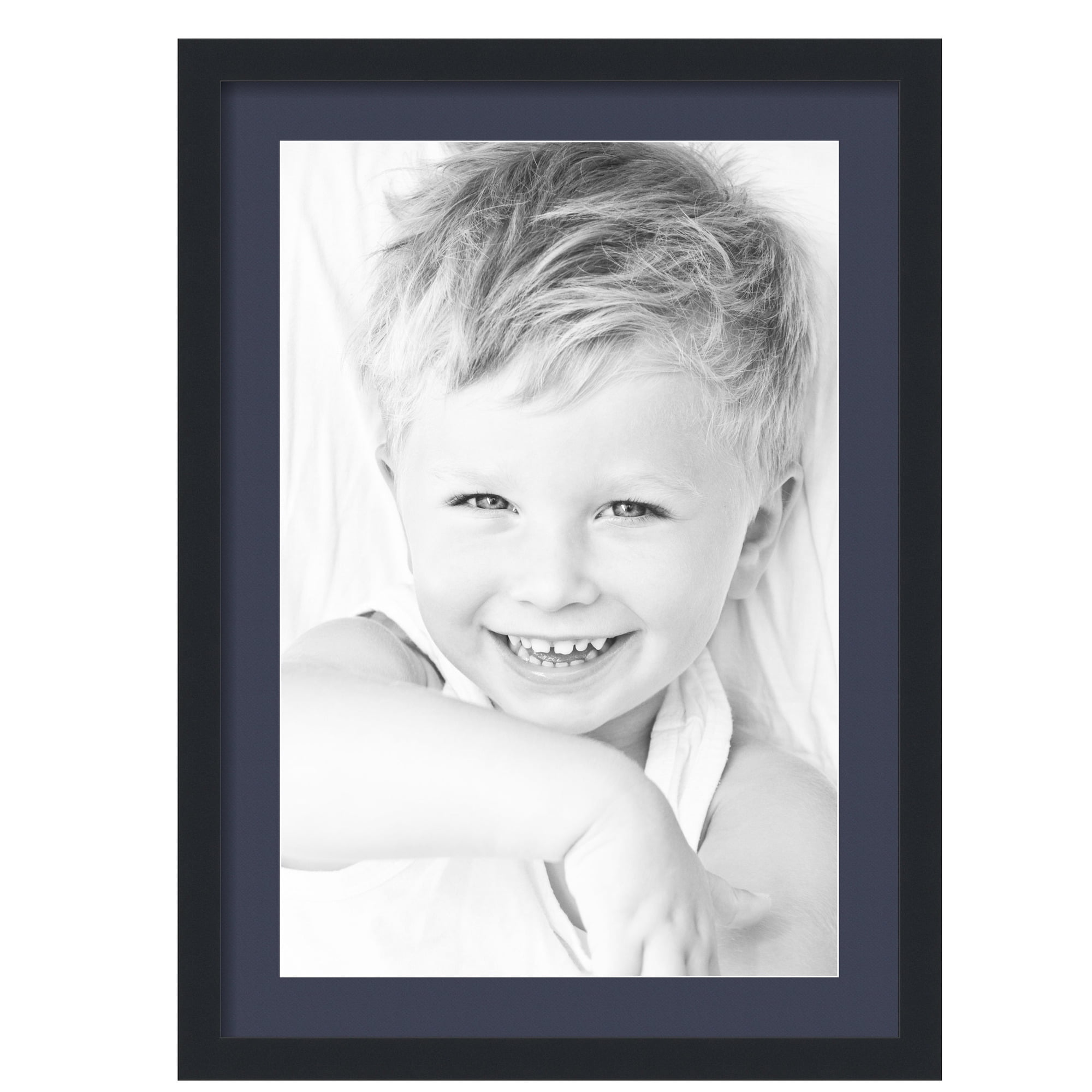 ArtToFrames 20x28" Matted Picture Frame with 16x24" Single Mat Photo Opening Framed in 1.25" Satin Black and 2" Blue Jay Mat (FWM-3926-20x28)