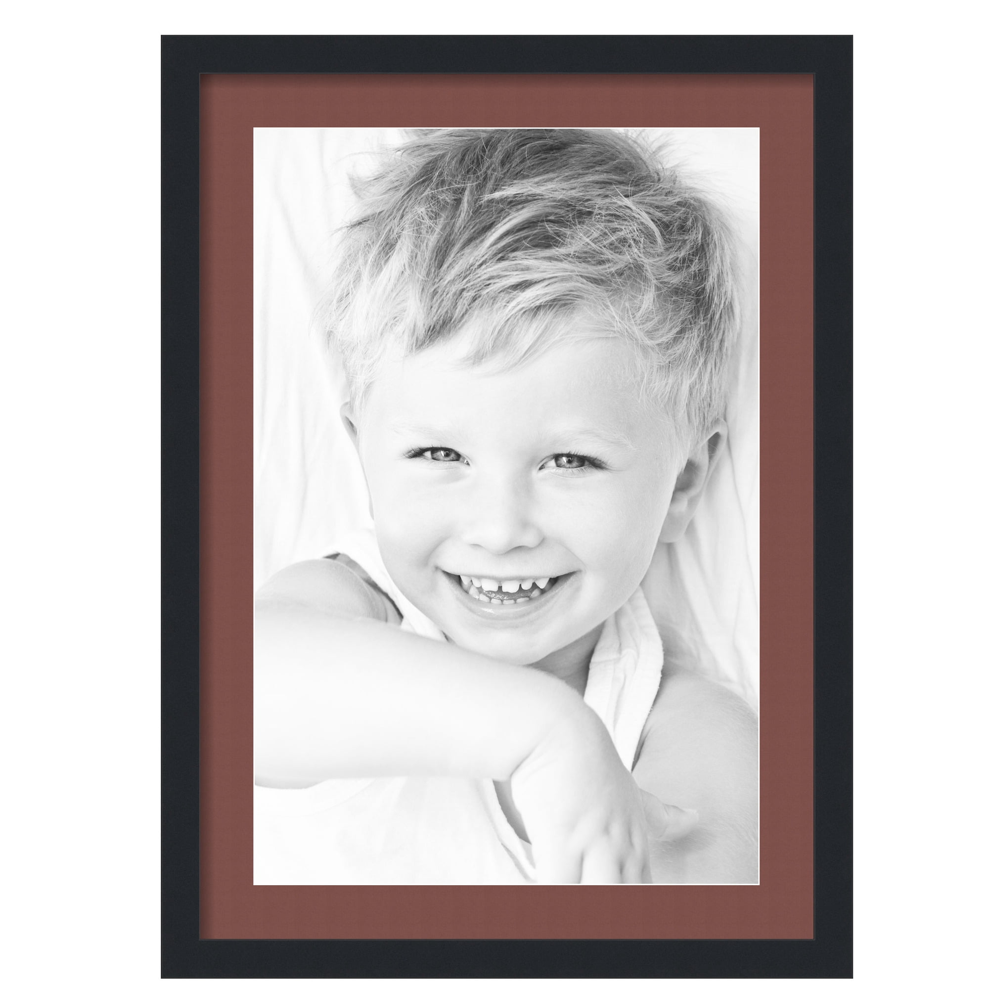 ArtToFrames 20x28" Matted Picture Frame with 16x24" Single Mat Photo Opening Framed in 1.25" Satin Black and 2" Brique Mat (FWM-3926-20x28)