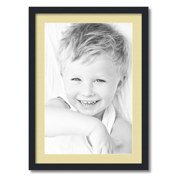 ArtToFrames 20x28 Matted Picture Frame with 16x24 Single Mat Photo Opening Framed in 1.25 Satin Black and 2 Buttercup Mat (FWM-3926-20x28)