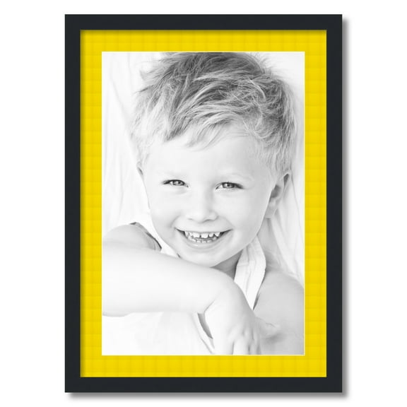 ArtToFrames 20x28" Matted Picture Frame with 16x24" Single Mat Photo Opening Framed in 1.25" Satin Black and 2" Canary Mat (FWM-3926-20x28)