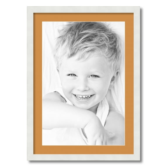 ArtToFrames 20x28 Matted Picture Frame with 16x24 Single Mat Photo Opening Framed in 1.25 Satin White Frame and 2 Amber Mat (FWM-3966-20x28)