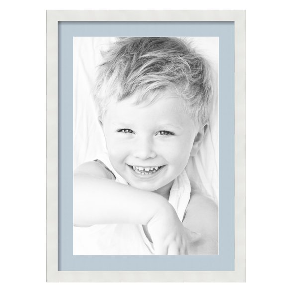 ArtToFrames 20x28" Matted Picture Frame with 16x24" Single Mat Photo Opening Framed in 1.25" Satin White Frame and 2" Baby Blue Mat (FWM-3966-20x28)