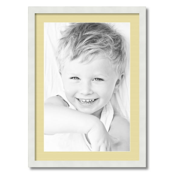ArtToFrames 20x28 Matted Picture Frame with 16x24 Single Mat Photo Opening Framed in 1.25 Satin White Frame and 2 Buttercup Mat (FWM-3966-20x28)