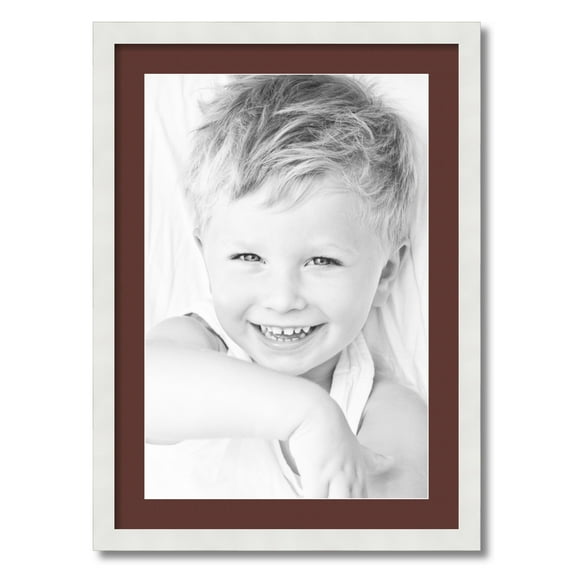 ArtToFrames 20x28 Matted Picture Frame with 16x24 Single Mat Photo Opening Framed in 1.25 Satin White Frame and 2 Maroon Mat (FWM-3966-20x28)