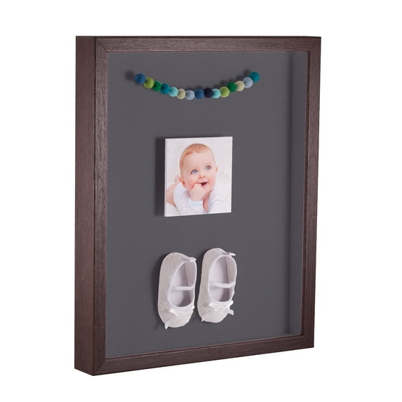ArtToFrames 20x30 Inch Shadow Box Picture Frame, with a Verlinga Brown 1 Wide Shadowbox frame and Mountain Grey Mat Backing (4656)