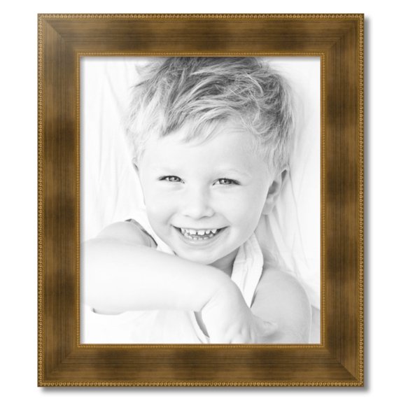 ArtToFrames 21" x 25" Streaked Gold with Beeds Picture Frame, 21x25 inch Gold Wood Poster Frame (WOM-5172)