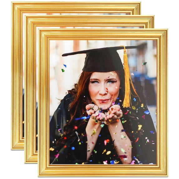 ArtToFrames 21" x 30" Gold Picture Frame, 21x30 inch Gold Wood Poster Frame (WOM-4159), 3 Pack