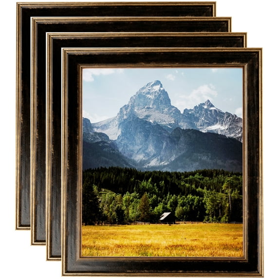 ArtToFrames 22" x 28" Black Panel With Gold Lip Picture Frame, 22x28 inch Multi Wood Poster Frame (WOM-5092), 4 Pack